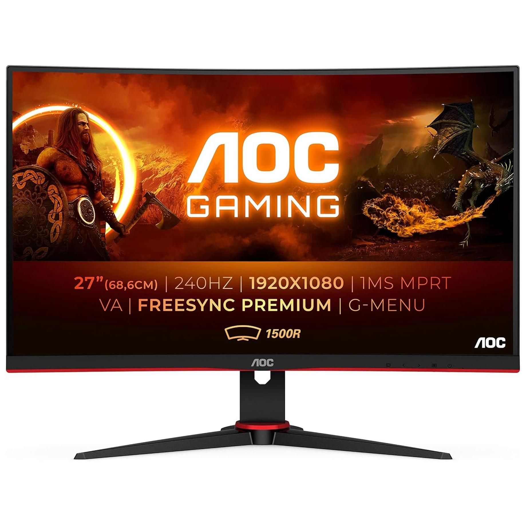 AOC G2 Series 27" Gaming Monitor - Curved - LED - Full HD 1080p @ 240Hz - VA Panel - Black