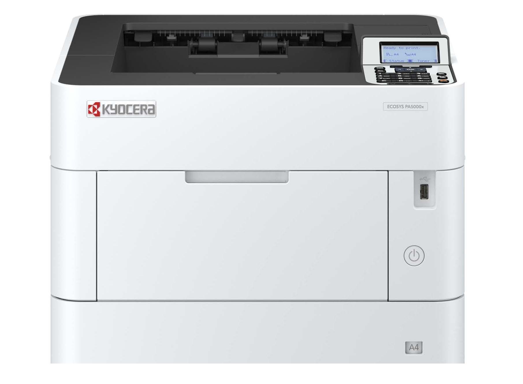 Kyocera ECOSYS PA5000X Laser Printer - Black and White - 2-Sided Printing - A4/Legal - 1200 x 1200 dpi - Up to 50 ppm - 600-Sheet Capacity - USB 2.0, Gigabit LAN, USB Host