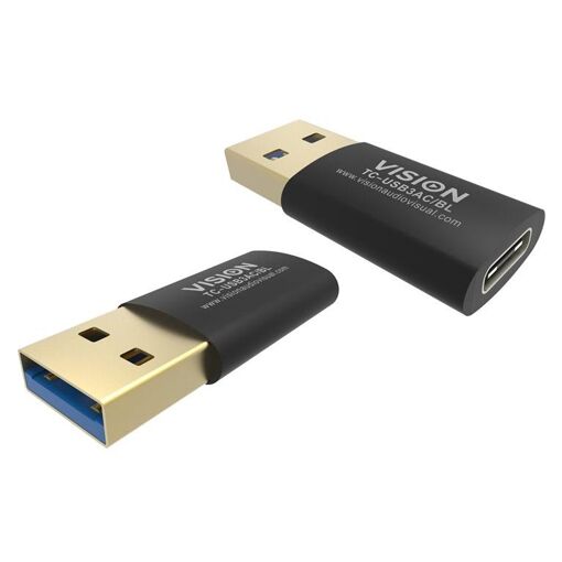 Adaptateur USB Vision Professionnel - USB A mâle vers USB-C femelle - USB 3.0 - Noir