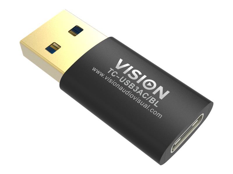 Adaptateur USB Vision Professionnel - USB A mâle vers USB-C femelle - USB 3.0 - Noir