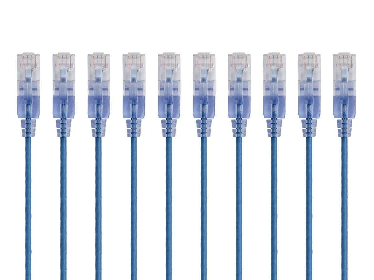 Monoprice Cat6A Ethernet Cable - 10G, 30 AWG UTP Bare Copper, Unshielded, RJ45 Connectors (Pack of 10)