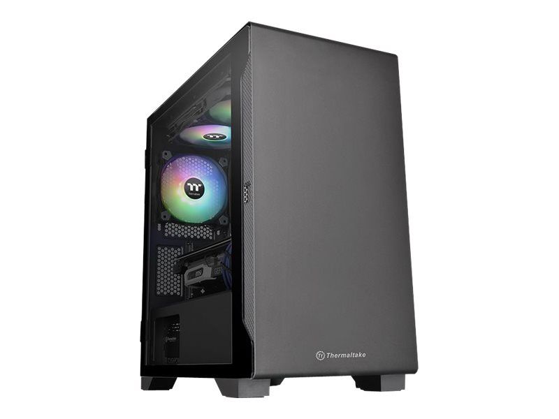 Thermaltake S100 TG Tour Micro ATX PC Case - Tempered Glass Side Panel - No Power Supply (PS/2) - Black - USB/Audio