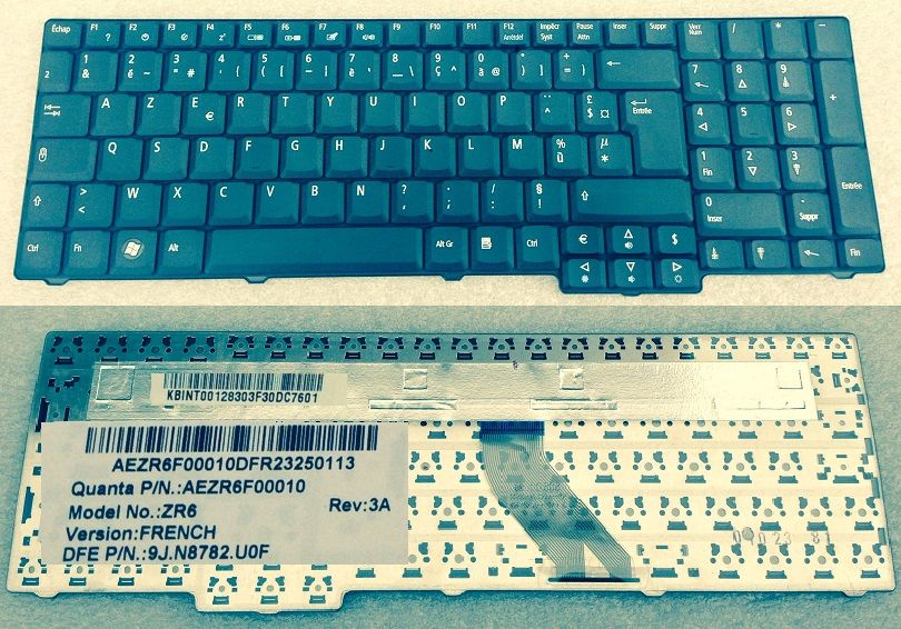 Acer French Keyboard for Aspire 9920, Extensa 7220/7620, TravelMate 7320/7520/7720