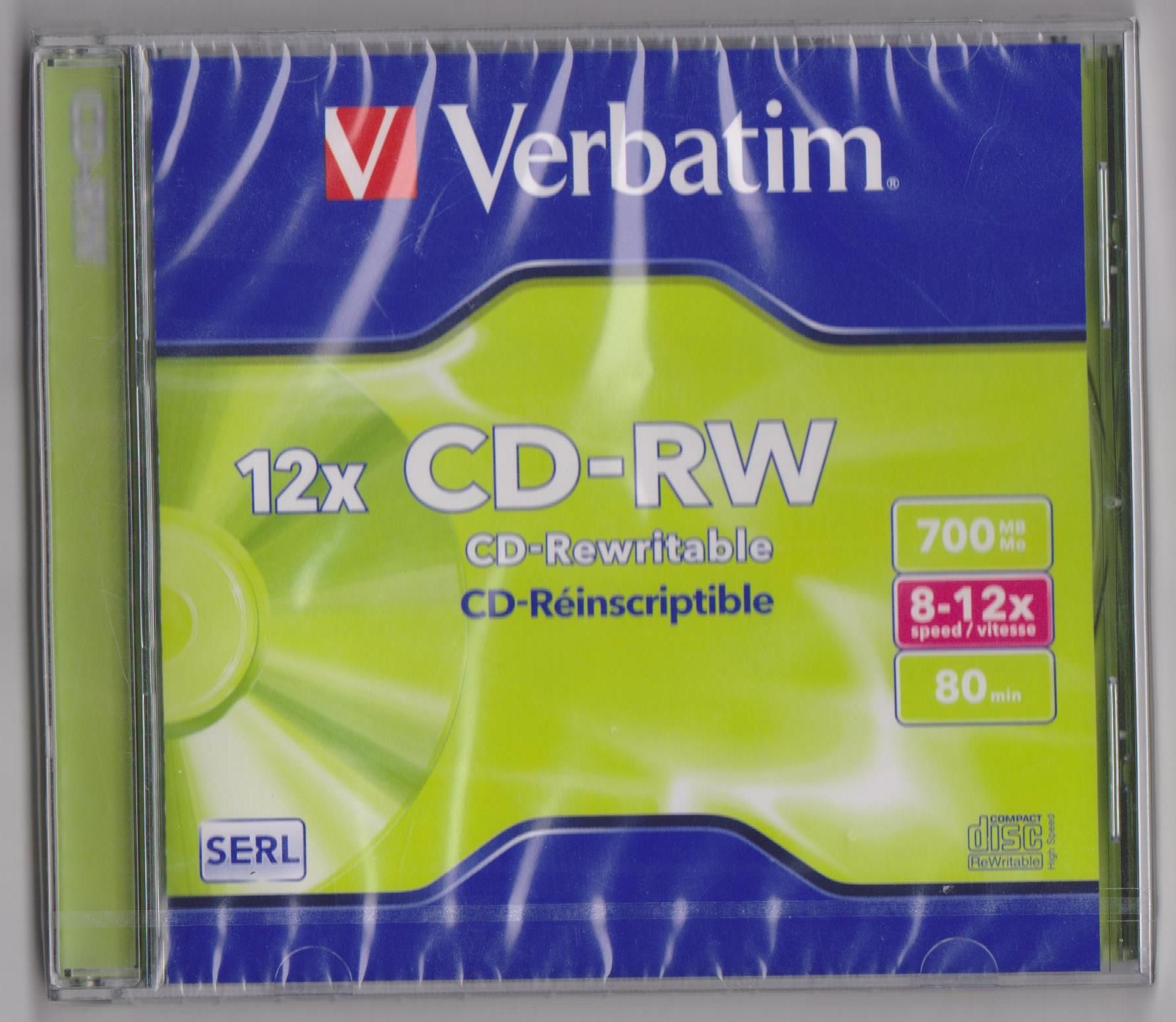 Verbatim CD-RW - 700MB, 8x/12x Recording Speed