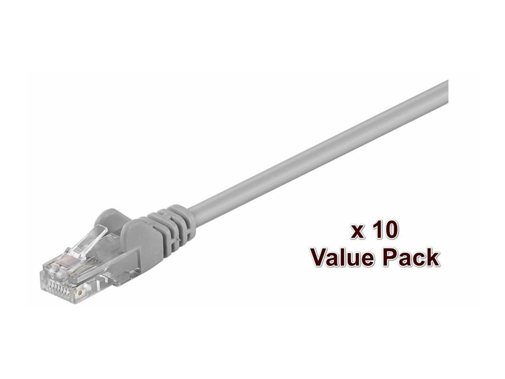 Paquete de valor MicroConnect - Cable de red - RJ-45 (M) a RJ-45 (M) - 50 cm - UTP - CAT 5e - Bloqueado - Gris (paquete de 10)