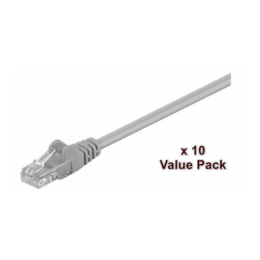Paquete de valor MicroConnect - Cable de red - RJ-45 (M) a RJ-45 (M) - 50 cm - UTP - CAT 5e - Bloqueado - Gris (paquete de 10)