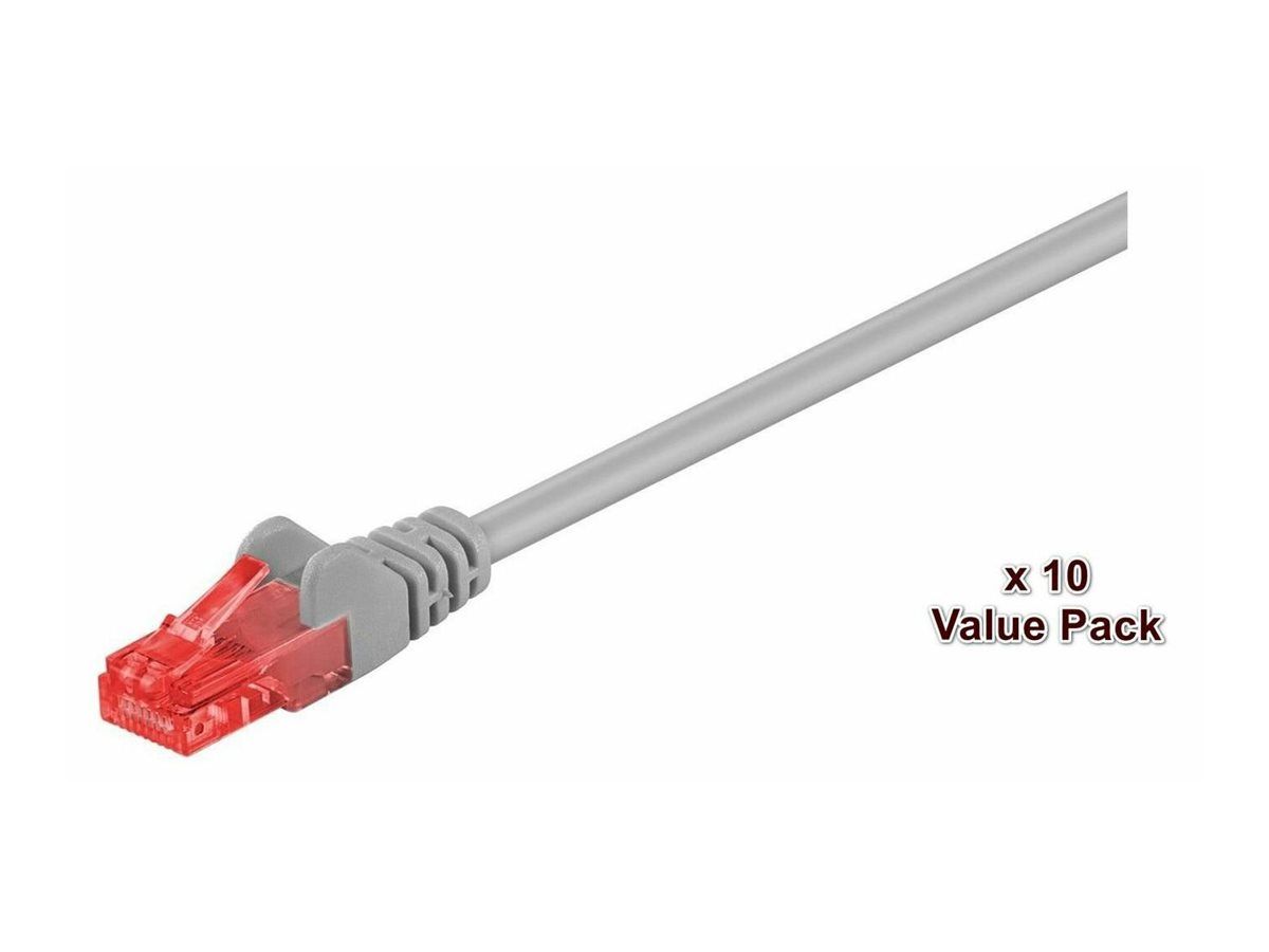 Cable de red MicroConnect - 3 m, Cat6 UTP, RJ-45 (M) a RJ-45 (M), bloqueado gris (paquete de 10)