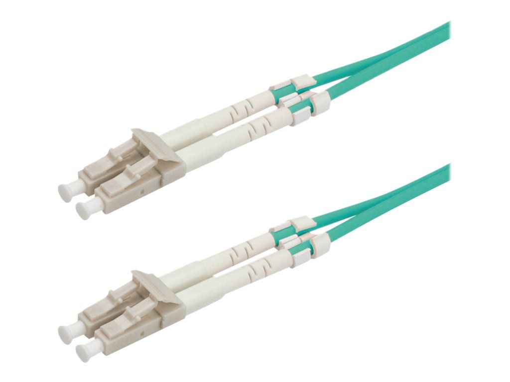 Secomp OM3 Duplex Fiber Optic Cable, 2m, LC Multi-Mode (M) to LC Multi-Mode (M), Halogen-Free, Turquoise