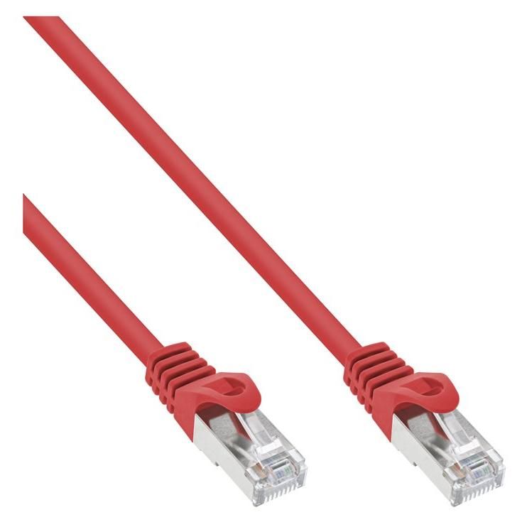 INTOS ELECTRONIC InLine RJ-45 (M) to RJ-45 (M) Cable, 50m, SFTP, CAT 5e, Molded, Red