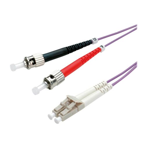 Cable de conexión Secomp LC multimodo (M) a ST multimodo (M) - 50 cm / 0,5 m - Fibra óptica 50/125 micrones OM4 - Violeta