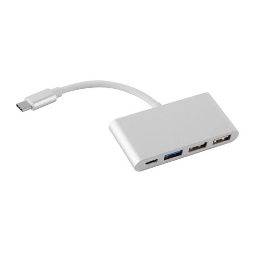 Hub USB 4 ports Cadorabo multi-interface avec port de charge USB-C, 2x USB 2.0 et 1x USB 3.0 pour ordinateurs portables, tablettes - Argent