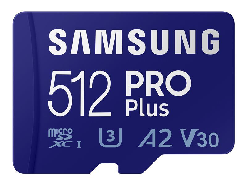 Samsung PRO Plus 512GB MicroSDXC Card (UHS-I U3, V30, Class 10) with Adapter