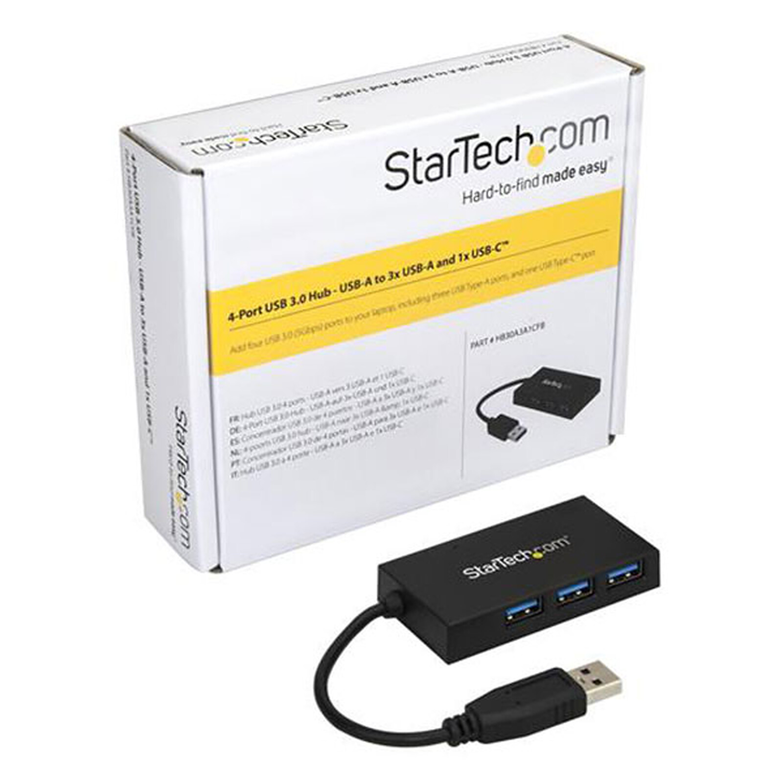Hub USB 3.0 StarTech.com de 4 puertos (3 USB-A + 1 USB-C)