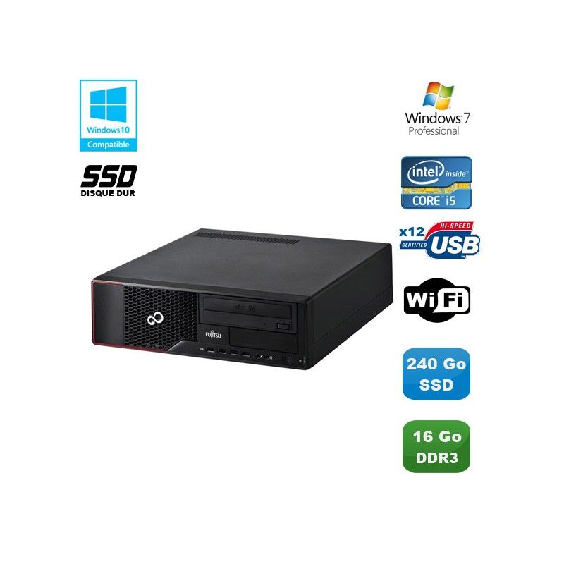 Fujitsu Esprimo E700 E90+ Core i5-2400 3.1GHz 16GB 240GB SSD DVD Burner WiFi W7