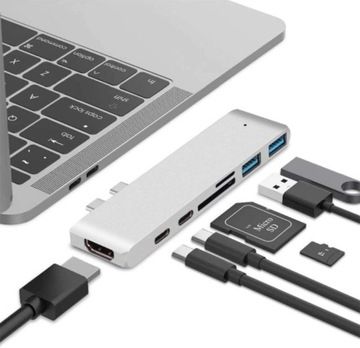 MANSHENG 7-in-1 USB-C Hub with HDMI, PD, and SD Card Slot for MacBook Air/Pro