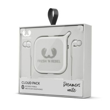 Auriculares inalámbricos Fresh N Rebel Vibe + Altavoz Pebble, Gris claro