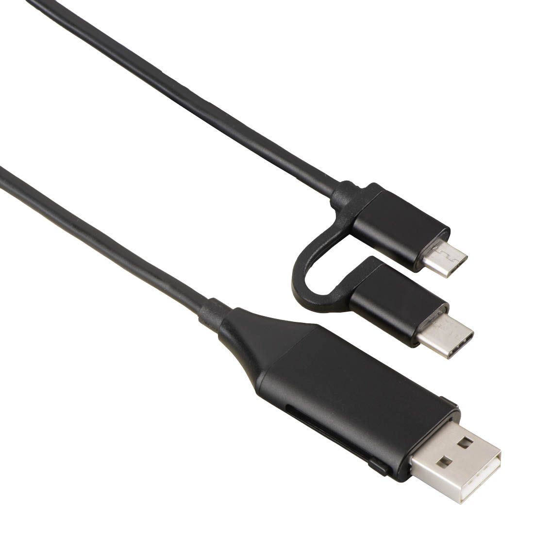 Hama 4-in-1 USB Cable with USB-C to USB-A Adapter, 1m
