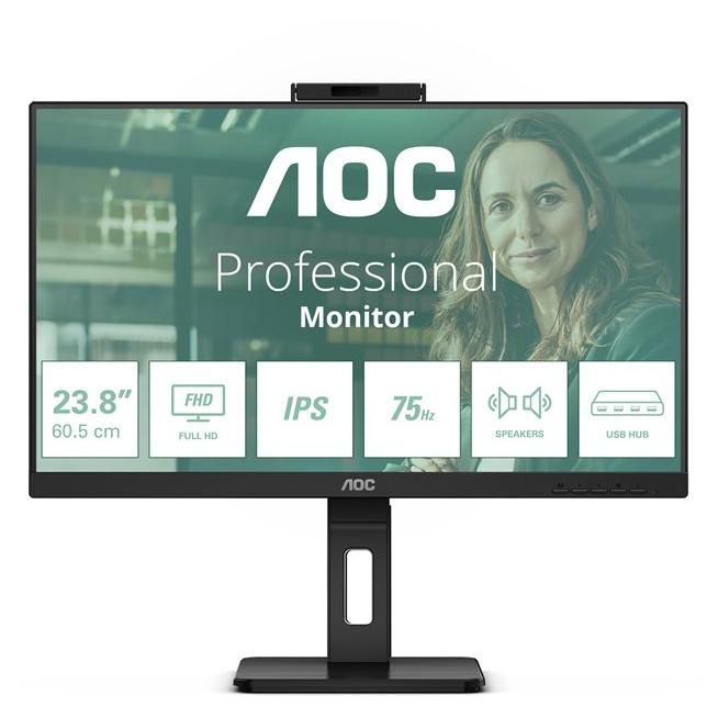 AOC Pro-Line 24P3QW - P3 Series LED Monitor - 24" (23.8" Visualized) - Full HD 1080p @ 75Hz - IPS - 300 cd/m² - 1000:1 - 4ms - 2xHDMI, DisplayPort - Speakers - Black