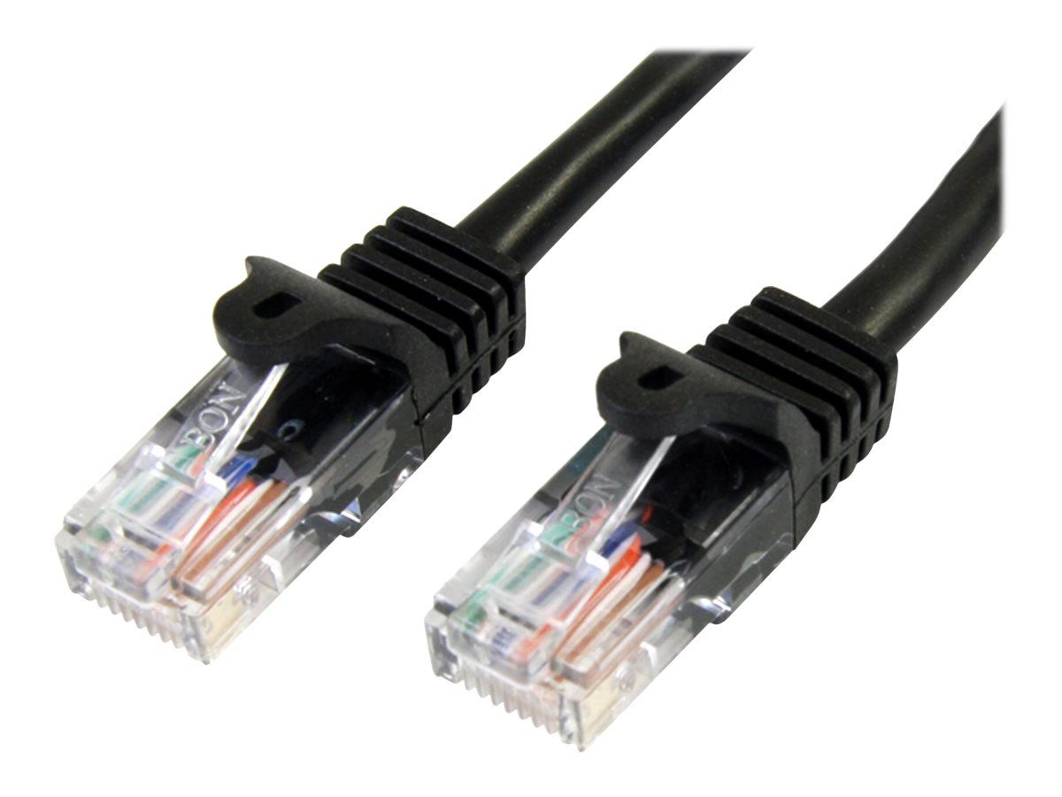 Câble réseau StarTech de 2 mètres Cat5e UTP sans enchevêtrement - Cordon Ethernet RJ45 anti-nœud - Câble de raccordement noir - 2 m - UTP - CAT 5e