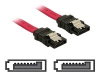 Delock SATA Cable - 50cm, Locking, Right-Angled Connector, Red