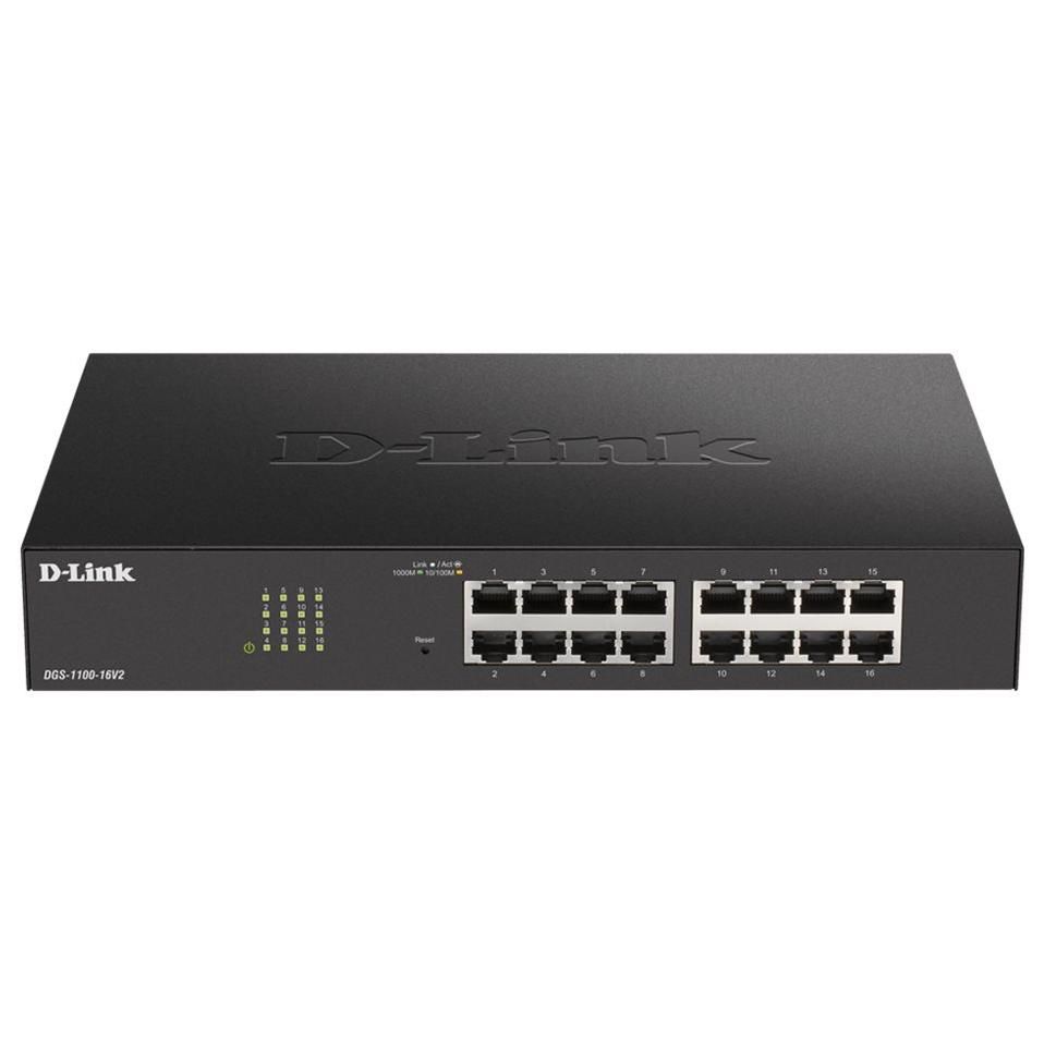 D-Link DGS 1100-16V2 Switch - 16-Port, 10/100/1000 - Desktop and Rack-Mount