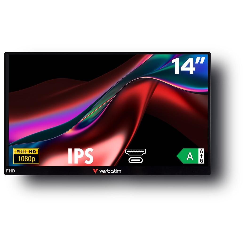 Verbatim 14-Inch LED Monitor - Full HD, Portable, IPS, HDMI, USB-C