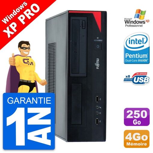 PC de escritorio Fujitsu Esprimo E520 DT - Procesador Intel Pentium Dual-Core G3220, 4GB de RAM, disco duro de 250GB, Windows XP