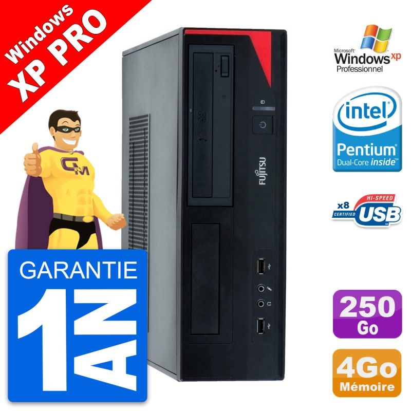Ordinateur de bureau Fujitsu Esprimo E520 DT - Processeur Intel Pentium Dual-Core G3220, 4 Go de RAM, disque dur 250 Go, Windows XP