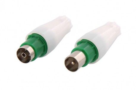 TNB 2-Port TV Antenna Connector 9mm M/F - White/Green