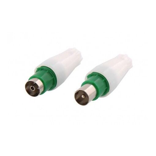 Conector de antena TV TNB de 2 entradas 9mm M/F blanco/verde