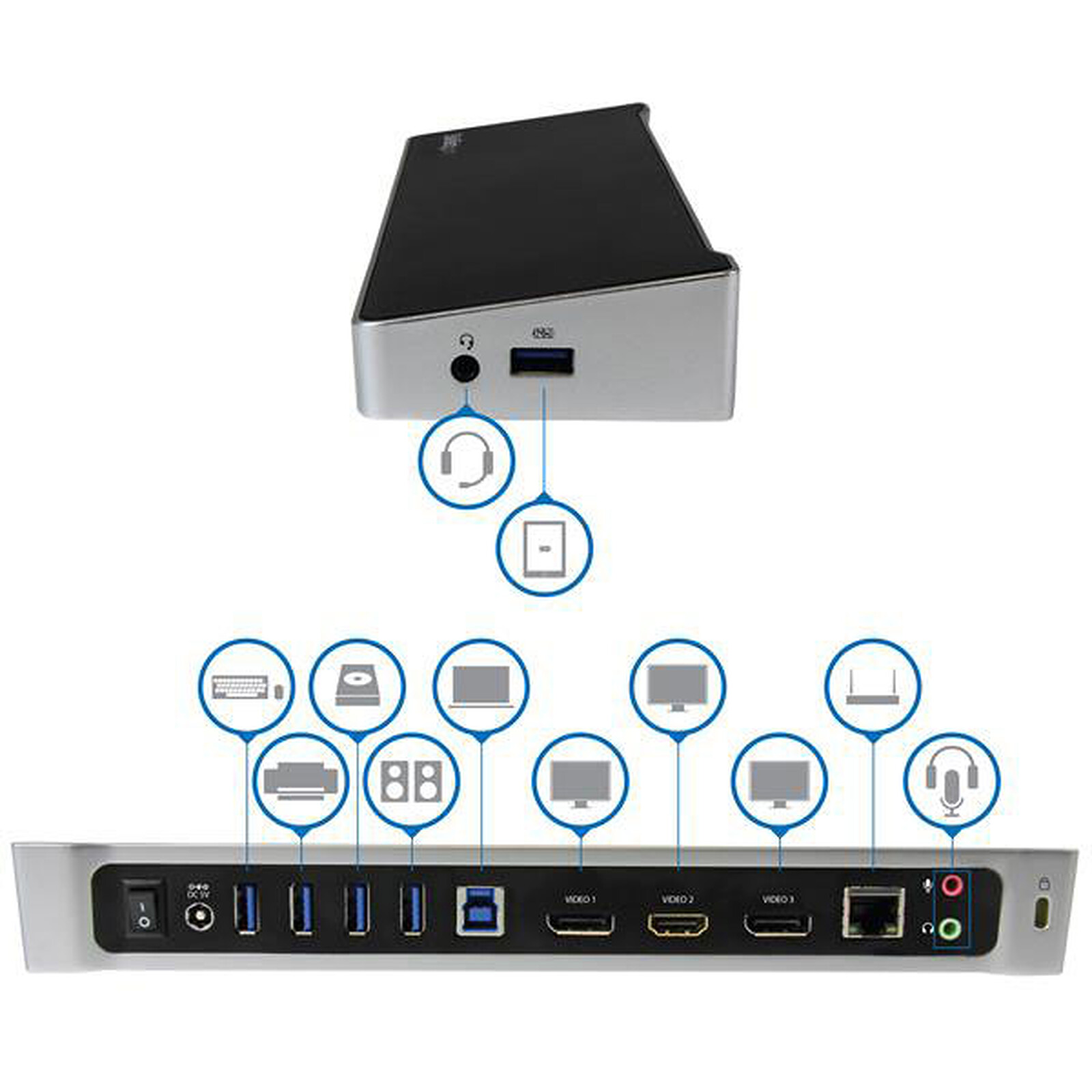Estación de trabajo portátil StarTech.com USB 3.0 Triple Pantalla - 4K