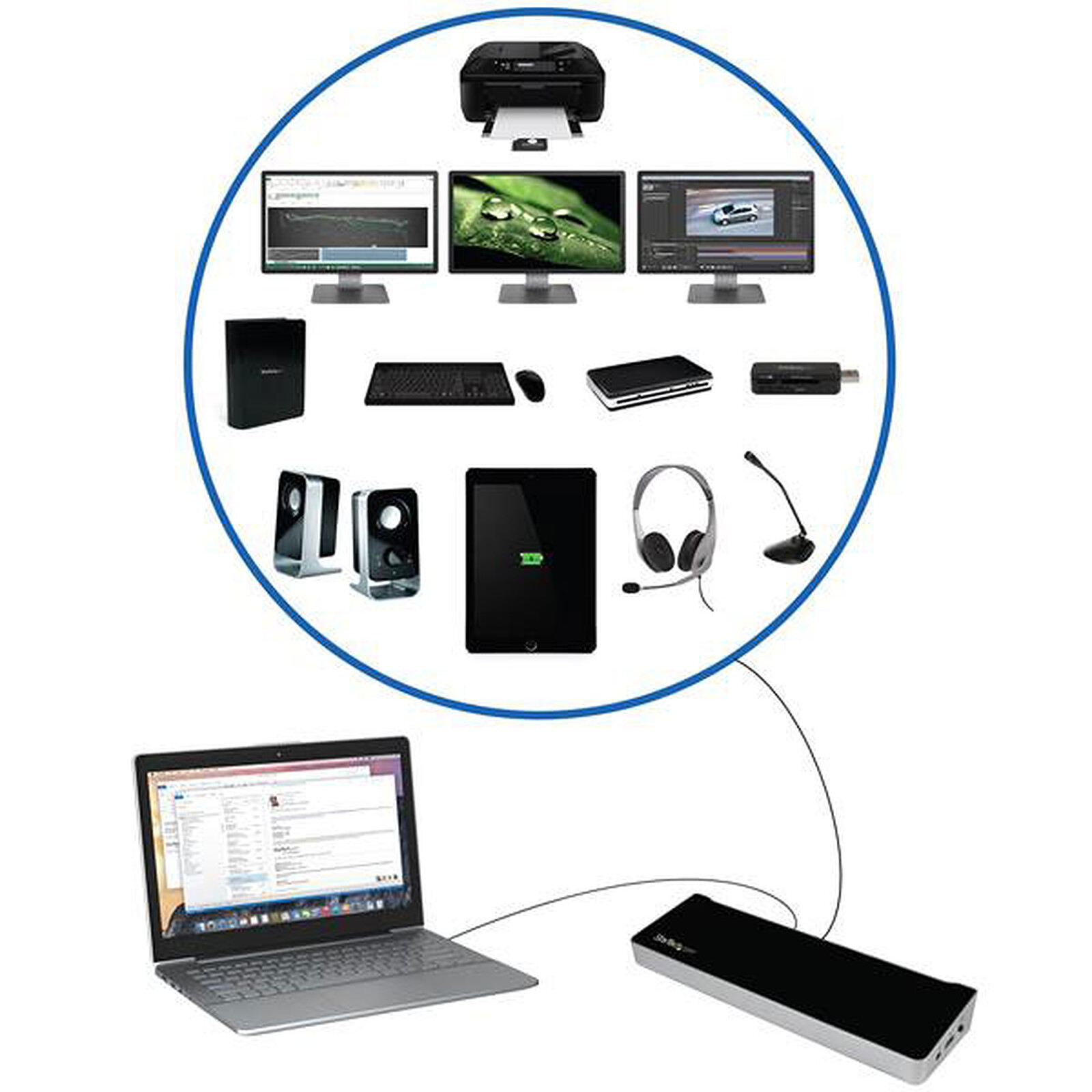 Estación de trabajo portátil StarTech.com USB 3.0 Triple Pantalla - 4K