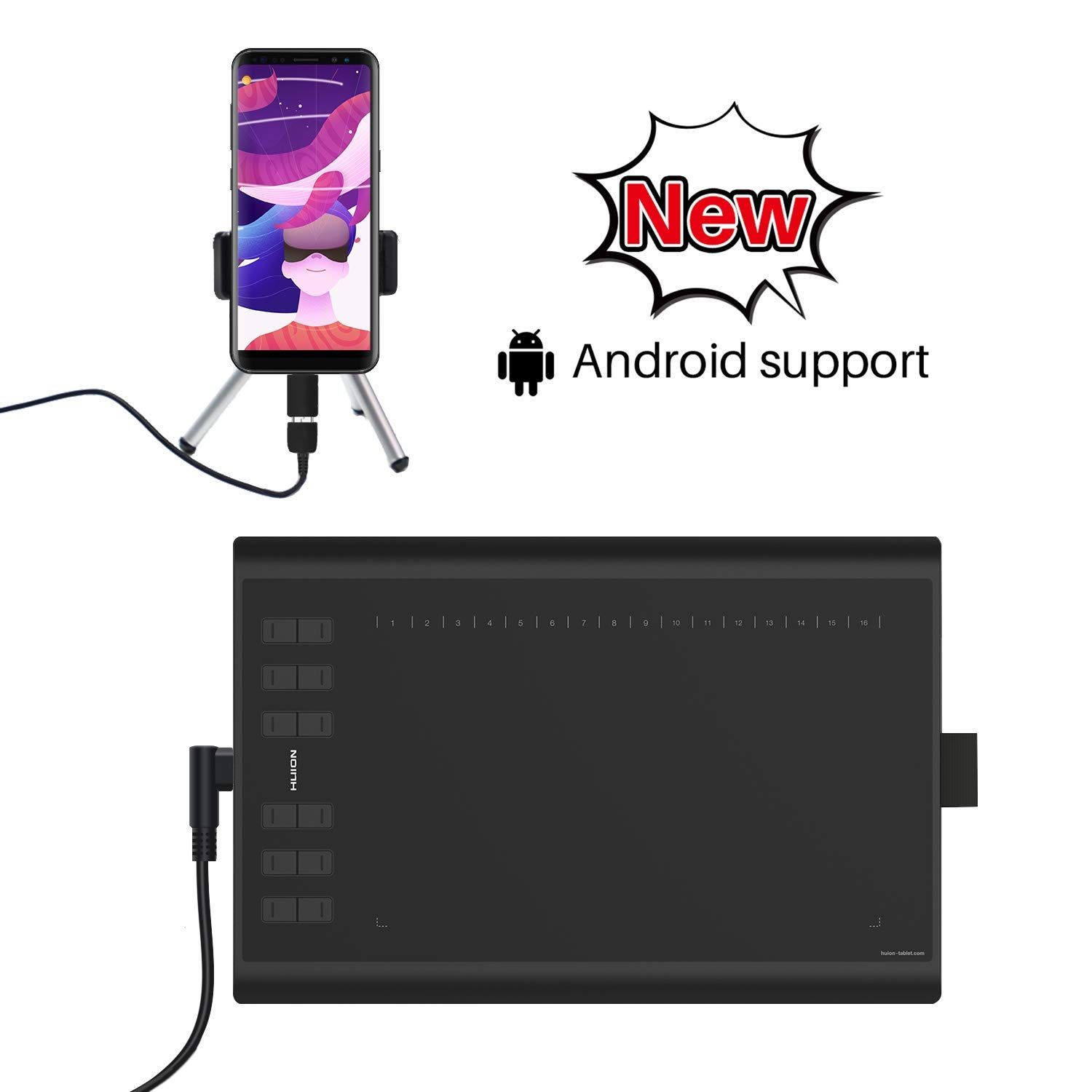 HUION Inspiroy H1060P Graphic Tablet with Pen - 12 Touch Points