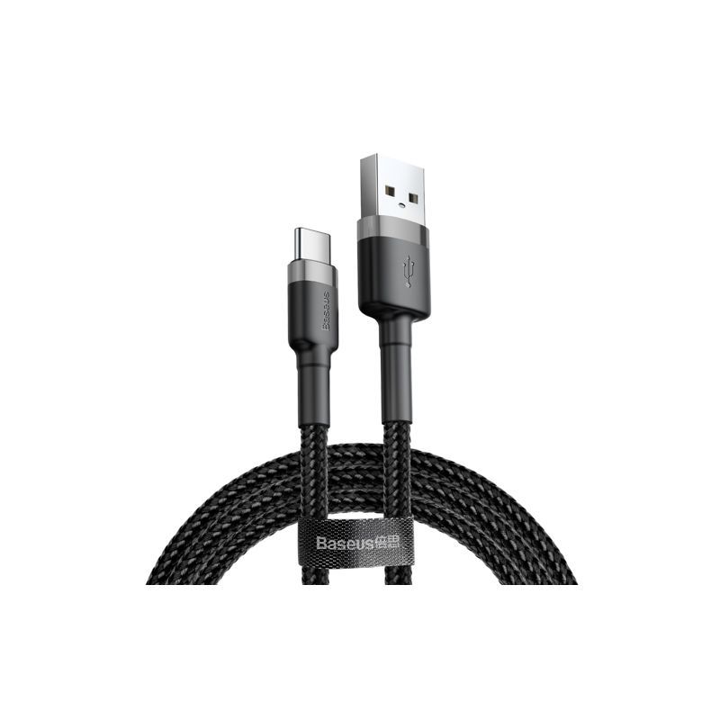 Baseus Cafule Double USB Type-C Cable 1m, 60W, 20V, 3A, Black/Gray
