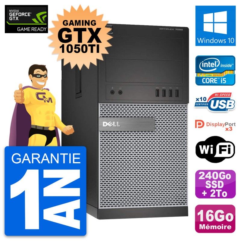 Dell Gaming PC Tour 7020 with GTX 1050Ti, i5-4570, 16GB RAM, 240GB SSD + 2TB