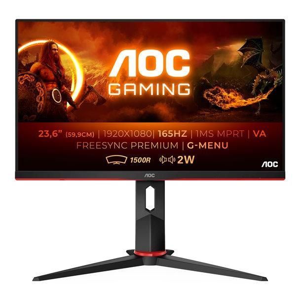 AOC C24G2AE/BK - 24" Curved Gaming Monitor - Full HD 1080p @ 165Hz VA - 1ms Response Time