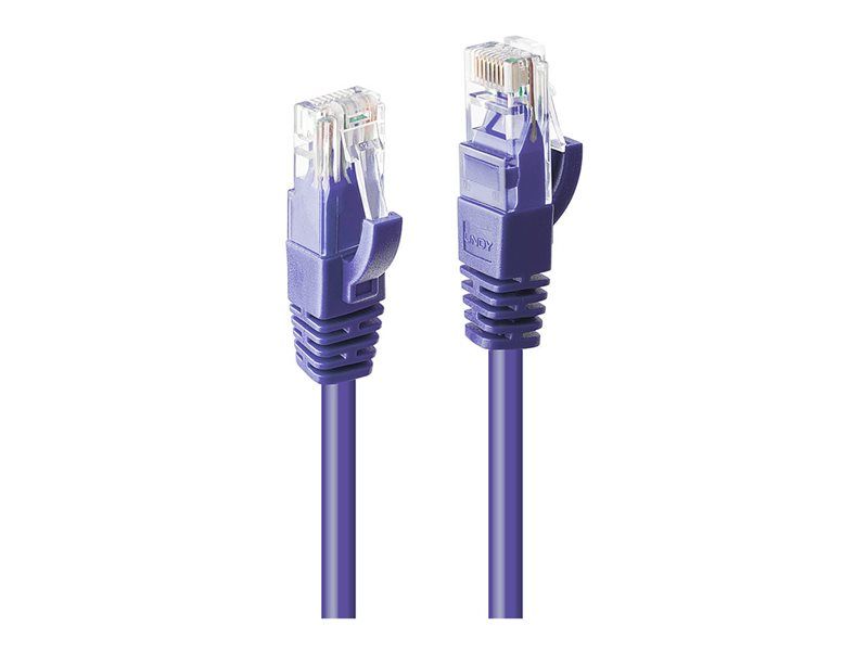 Lindy RJ-45 to RJ-45 Cable - 15m - UTP CAT 6 - Molded, Locking, Purple