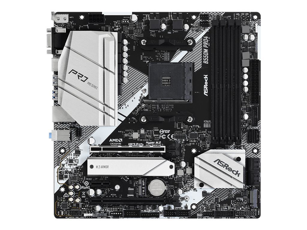 ASRock B550M Pro4 Micro ATX Motherboard - AMD B550 Chipset, USB-C Gen2, Gigabit LAN