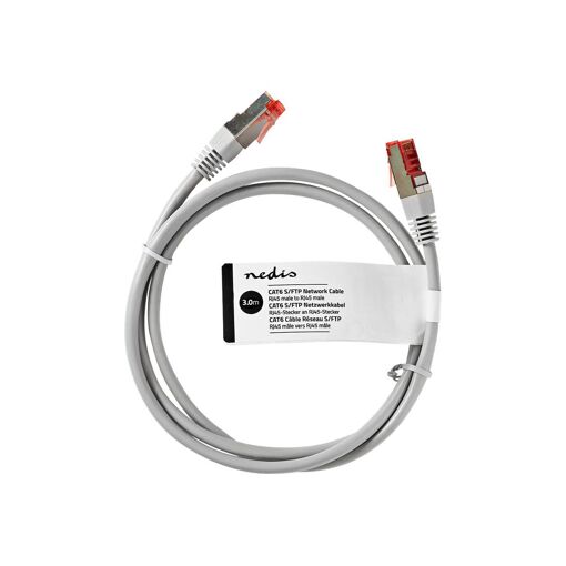 Nedis RJ-45 to RJ-45 Cable - 3m - S/FTP CAT 6 - Round - Grey