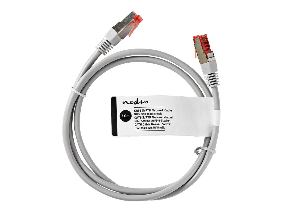Nedis RJ-45 to RJ-45 Cable - 3m - S/FTP CAT 6 - Round - Grey