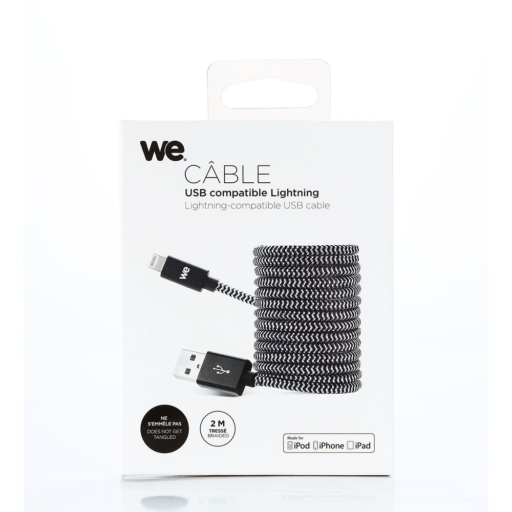 WE USB-C/Lightning Nylon Braided Cable 2m