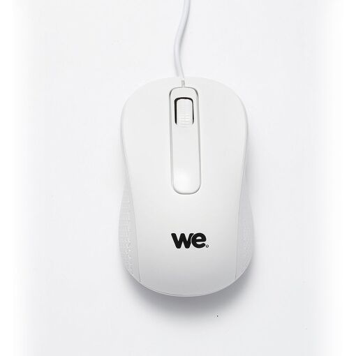 WE Metal Finish White Wired Mouse