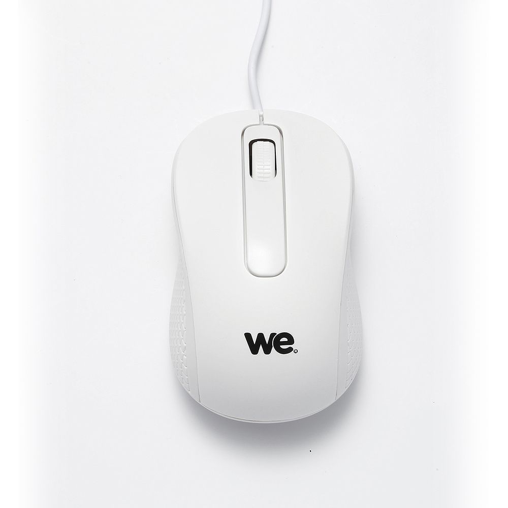 WE Metal Finish White Wired Mouse