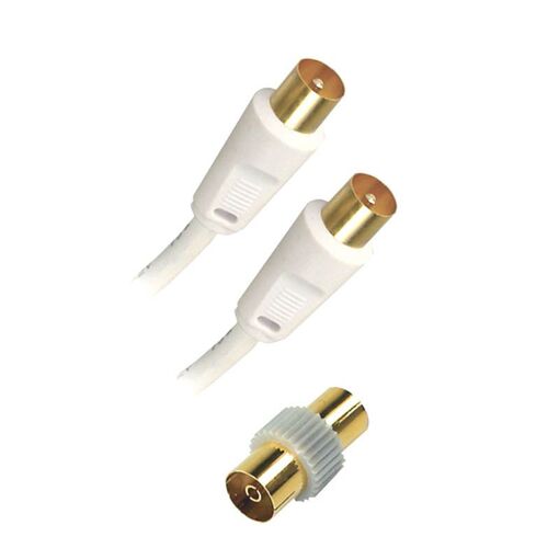 APM Coaxial Antenna Cable - 5m, IEC 9.52mm Male to Male Connectors, White