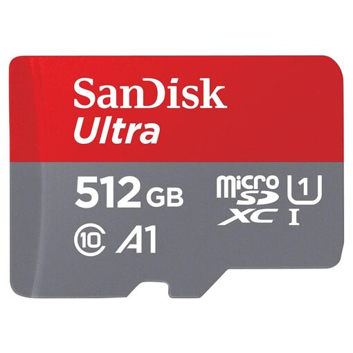 SanDisk Ultra Flash Memory Card (MicroSDXC to SD Adapter Included) - 512GB - A1/UHS-I U1/Class 10 - MicroSDXC UHS-I