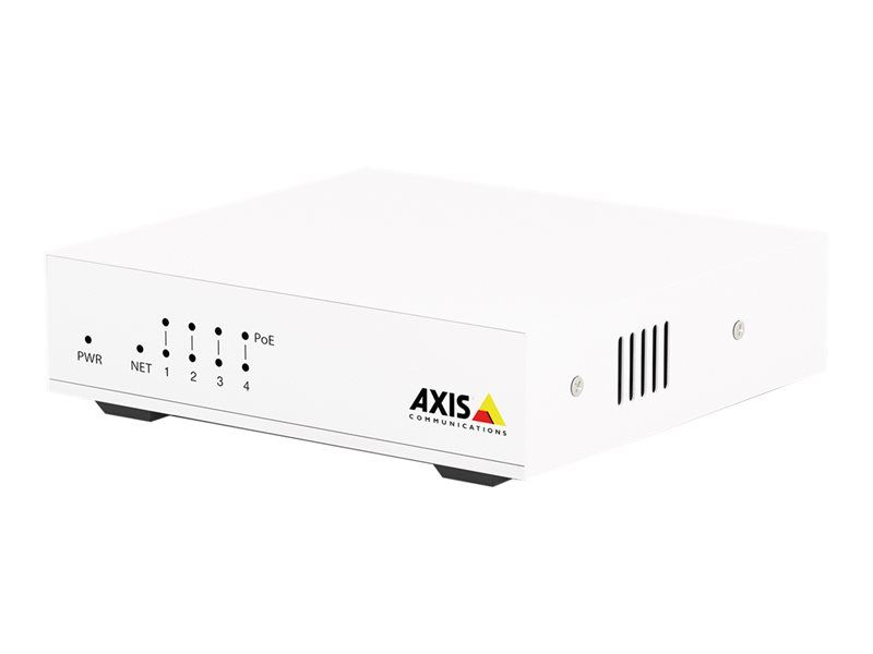 Axis D8004 - Managed Switch - 4 x 10/100 PoE+ + 1 x 10/100 - Desk Mountable - PoE+ (60W) - for AXIS A1610-B, C1410, D3110, M1075-L, M3067-P, P1385-E, P1455-LE, W400