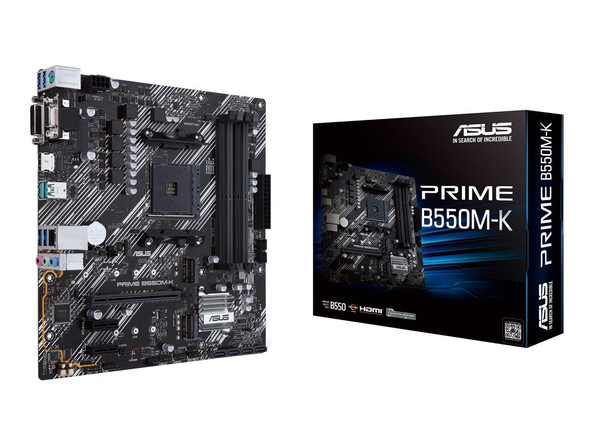 ASUS Prime B550M-K Motherboard - Micro ATX, AM4 Socket, AMD B550 Chipset, USB 3.2 Gen 1/Gen 2, Gigabit LAN, Built-in Graphics, 8-Channel HD Audio