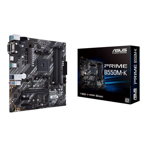 Placa base ASUS Prime B550M-K - Micro ATX, zócalo AM4, chipset AMD B550, USB 3.2 Gen 1/Gen 2, LAN Gigabit, gráfico integrado, audio HD 8 canales