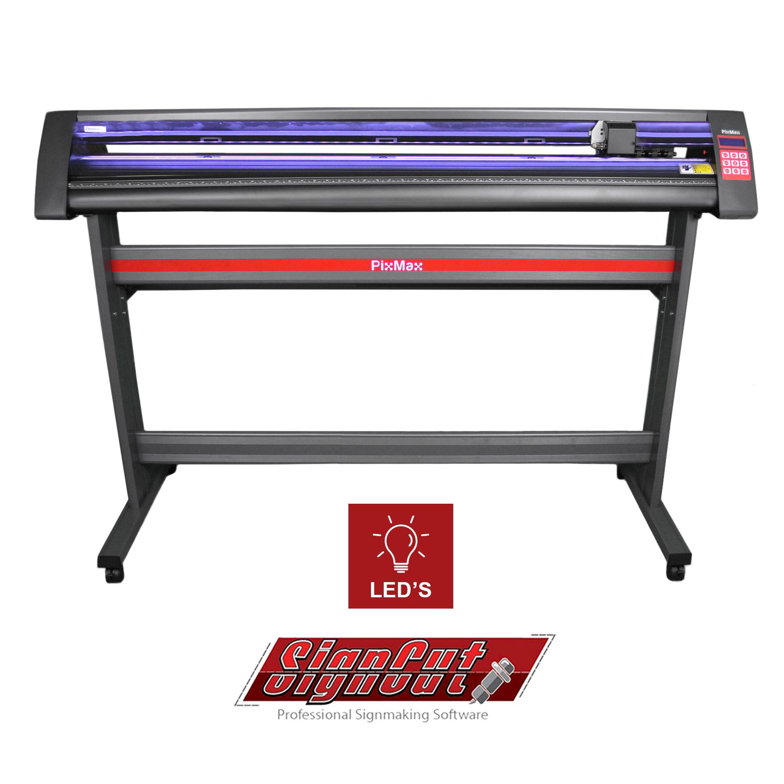 Plotter de corte de vinilo PixMax 1350 con guía láser LED Software Signcut Pro