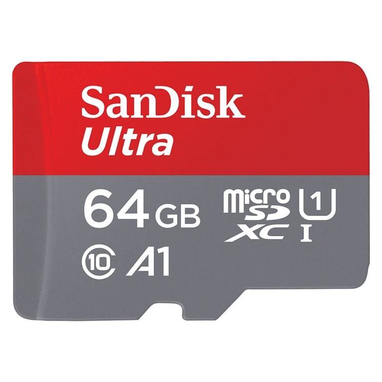 SanDisk Ultra microSDXC Card - 64GB, A1/UHS-I U1/Class 10 (with SD Adapter)